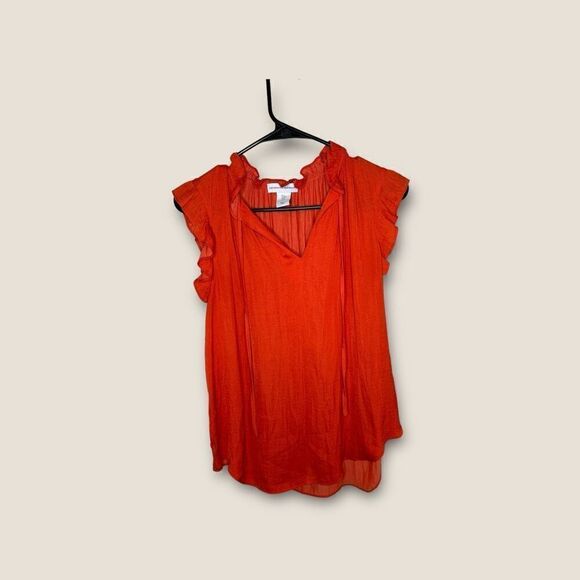 Cupcakes & Cashmere Orange Ruffle Tank Blouse Small - Picture 1 of 4